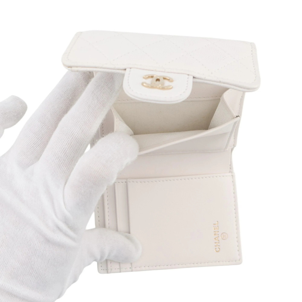 CHANEL White Caviar Leather Logo Wallet - Picture 6 of 14